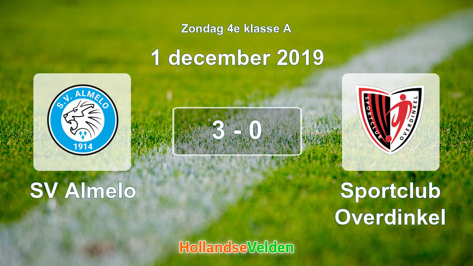 Gespeelde wedstrijd: SV Almelo - Sportclub Overdinkel 3 - 0 (1 december 2019)