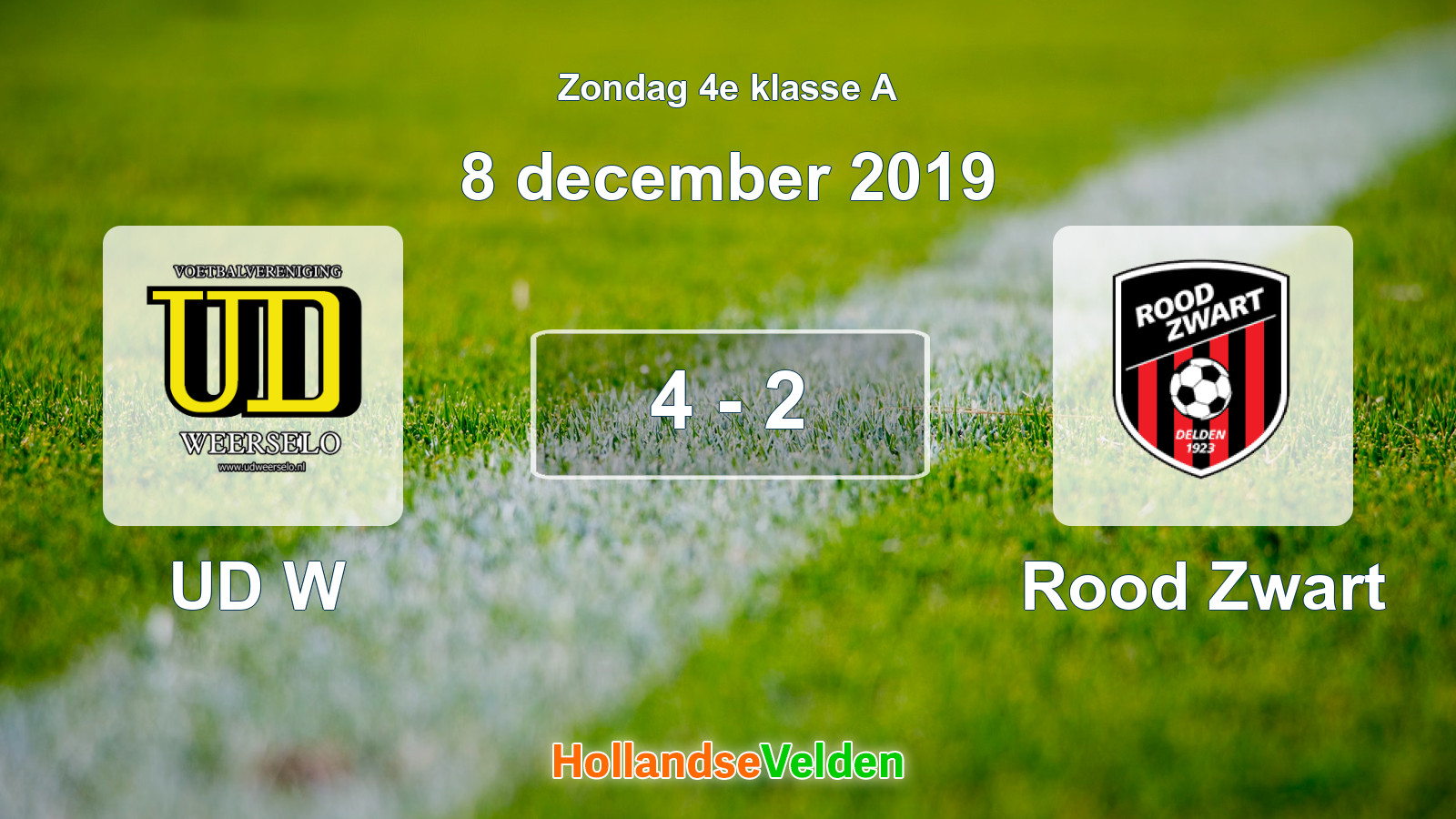 Gespeelde wedstrijd: UD W - Rood Zwart 4 - 2 (8 december 2019)