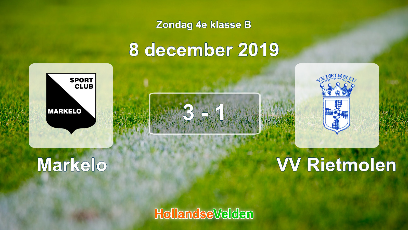Gespeelde wedstrijd: Markelo - VV Rietmolen 3 - 1 (8 december 2019)