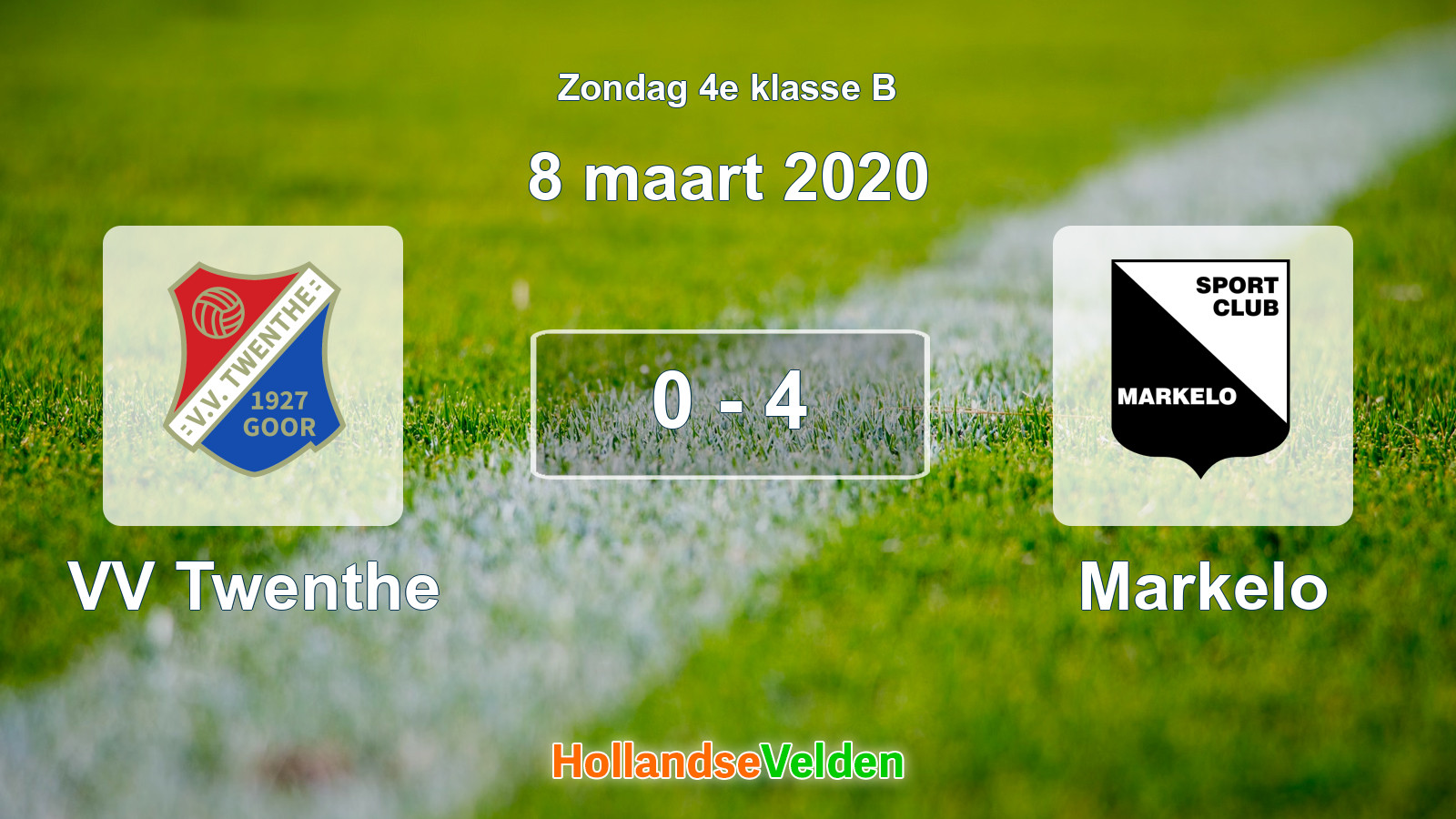 Gespeelde wedstrijd: VV Twenthe - Markelo 0 - 4 (8 maart 2020)