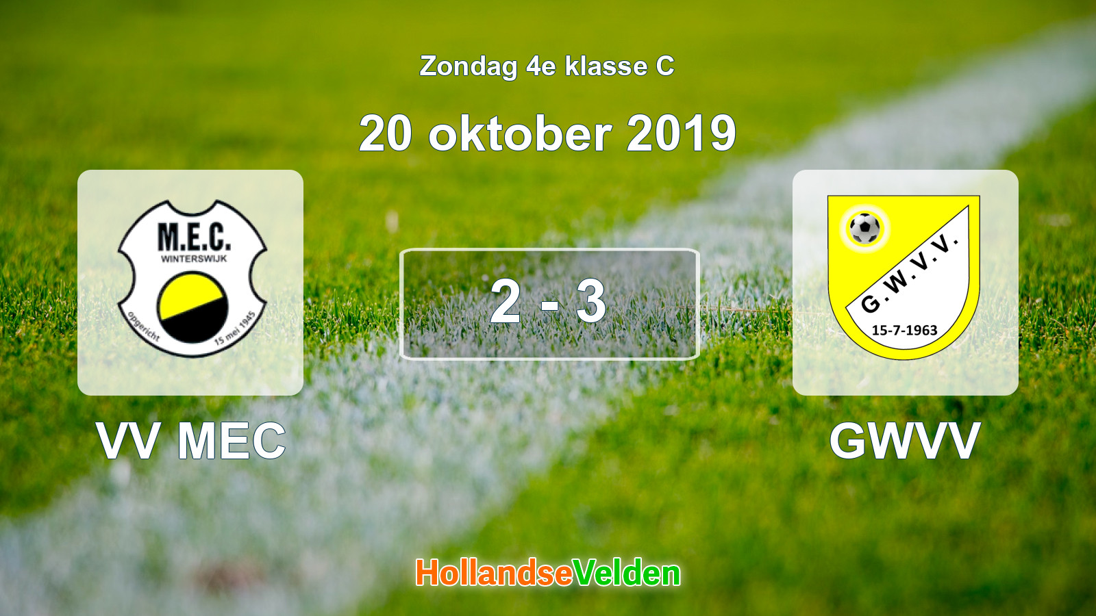 Gespeelde wedstrijd: VV MEC - GWVV 2 - 3 (20 oktober 2019)