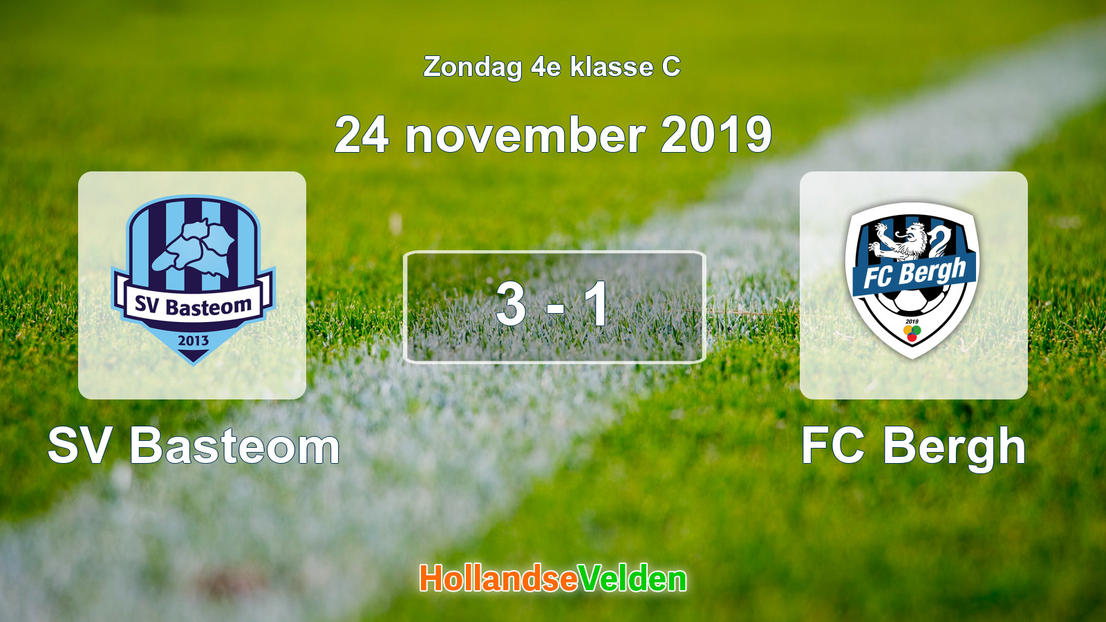 Gespeelde wedstrijd: SV Basteom - FC Bergh 3 - 1 (24 november 2019)