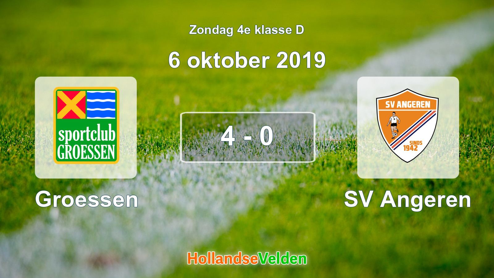 Gespeelde wedstrijd: Groessen - SV Angeren 4 - 0 (6 oktober 2019)