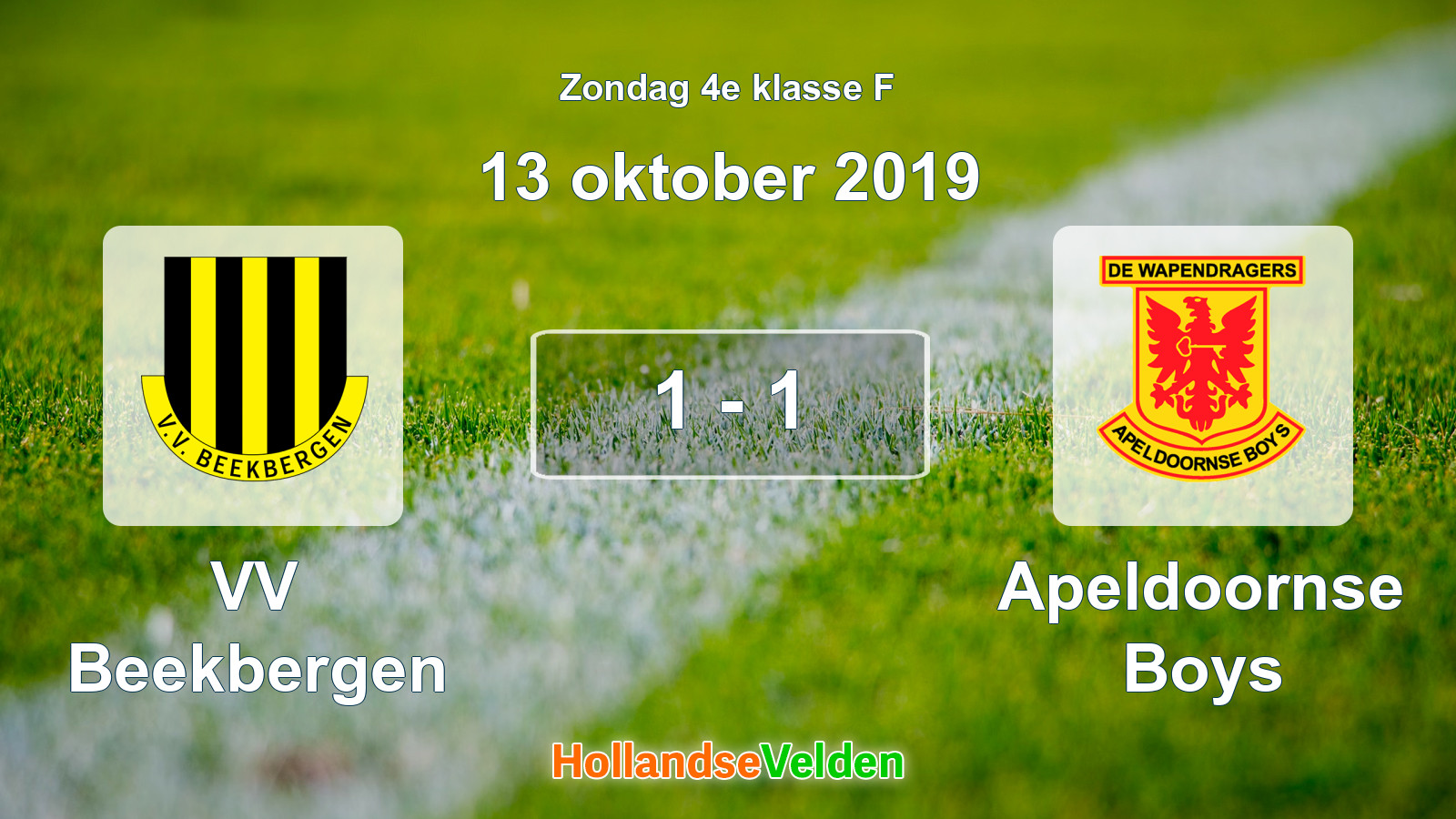 Gespeelde wedstrijd: VV Beekbergen - Apeldoornse Boys 1 - 1 (13 oktober 2019)