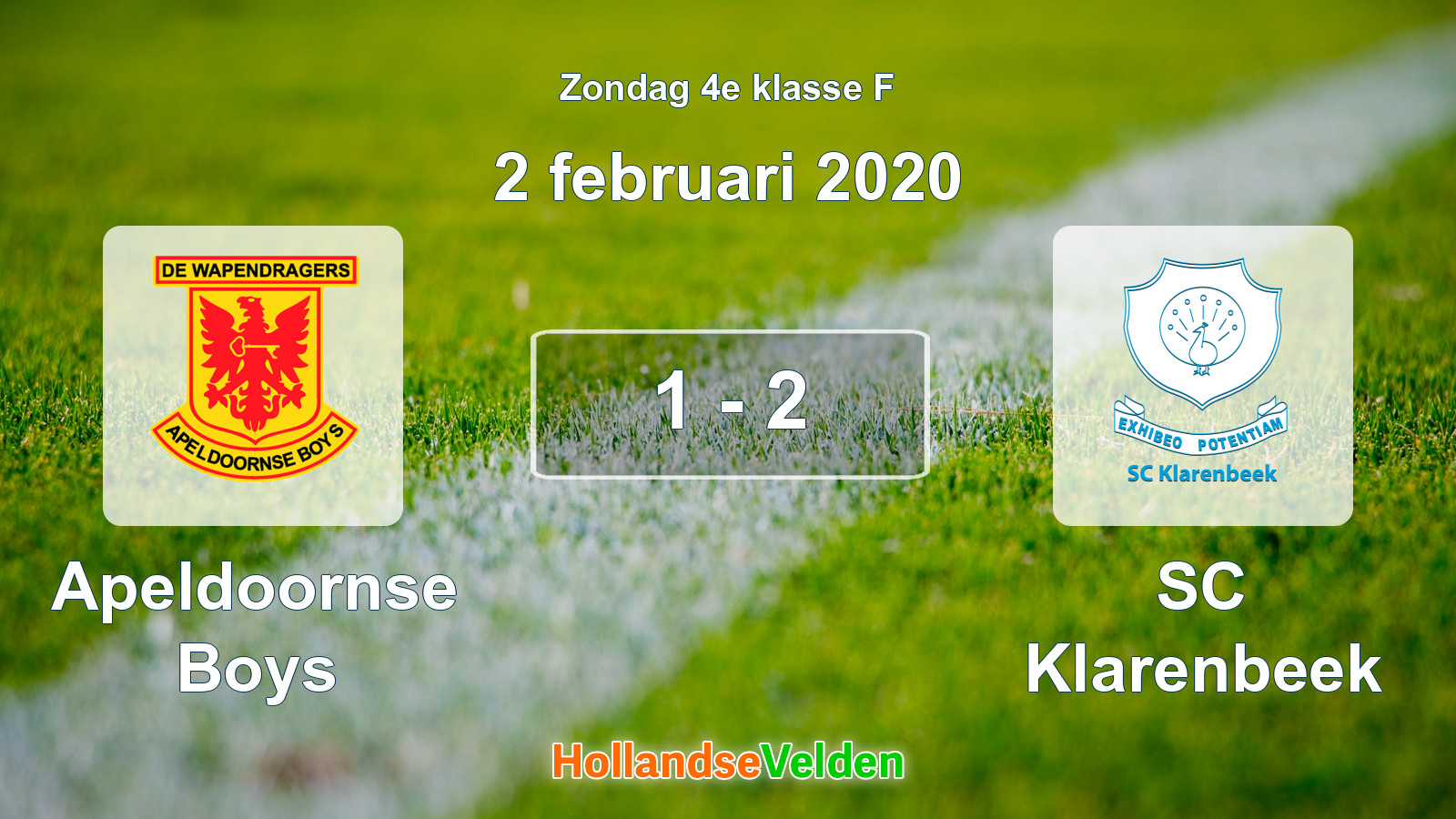 Gespeelde wedstrijd: Apeldoornse Boys - SC Klarenbeek 1 - 2 (2 februari 2020)