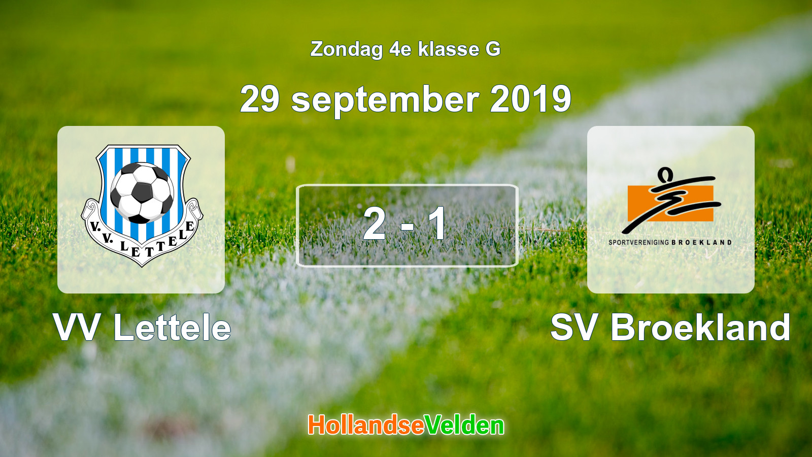 Gespeelde wedstrijd: VV Lettele - SV Broekland 2 - 1 (29 september 2019)