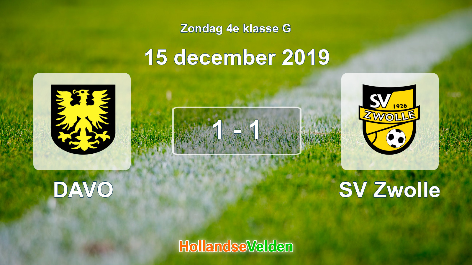 Gespeelde wedstrijd: DAVO - SV Zwolle 1 - 1 (15 december 2019)
