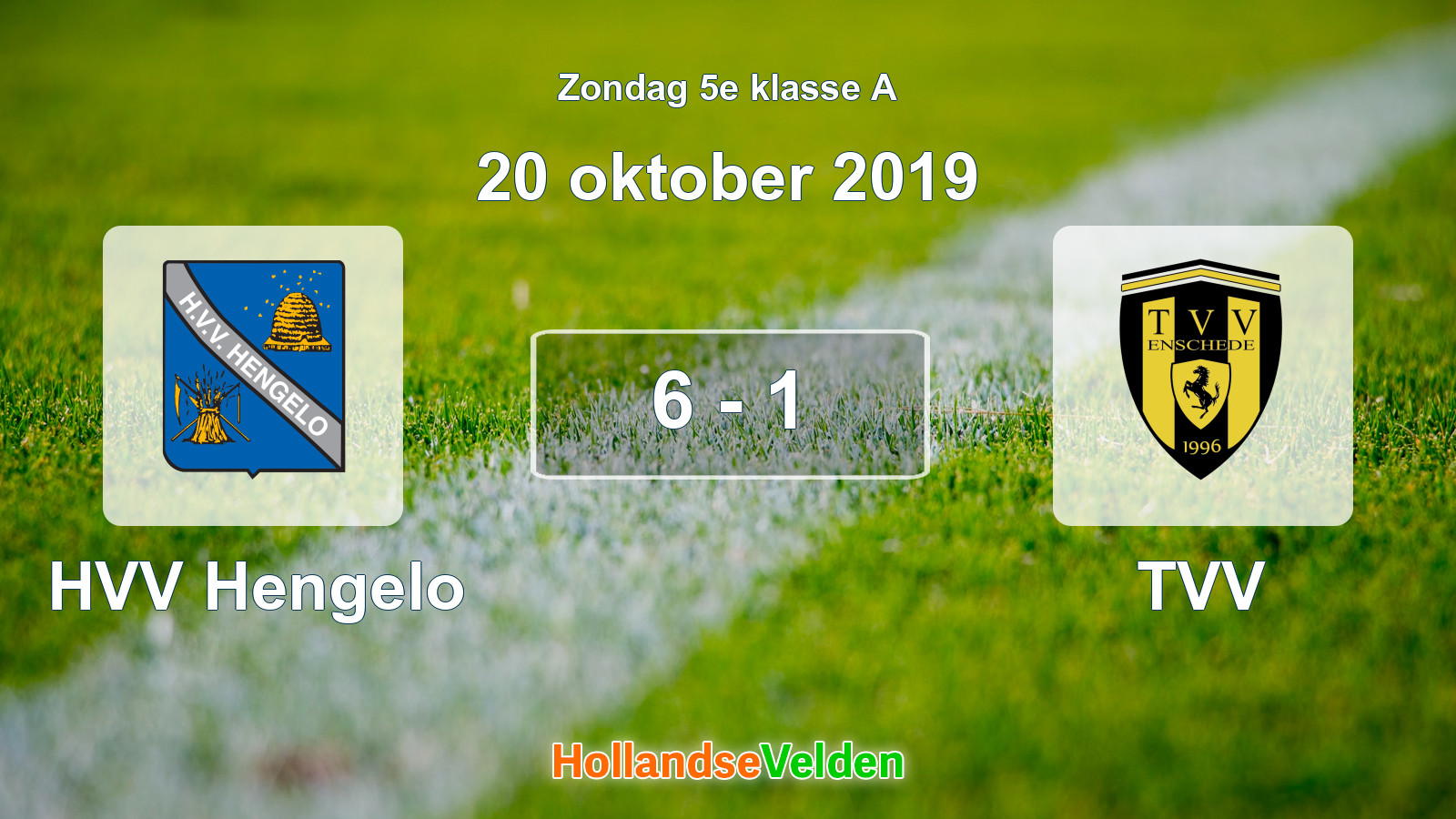 Gespeelde wedstrijd: HVV Hengelo - TVV 6 - 1 (20 oktober 2019)