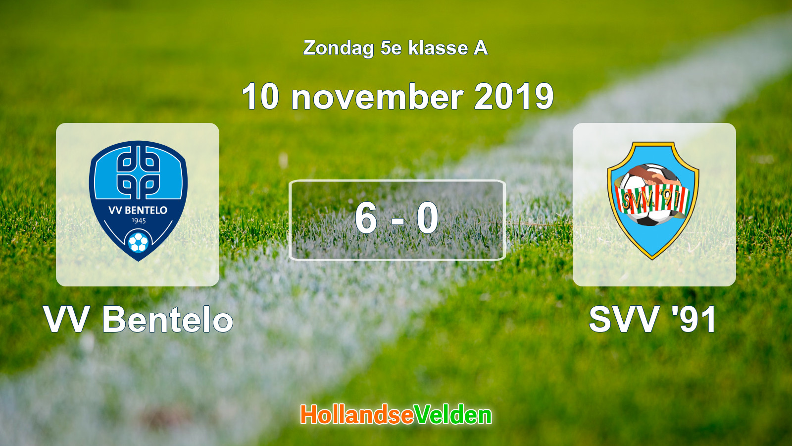 Gespeelde wedstrijd: VV Bentelo - SVV '91 6 - 0 (10 november 2019)
