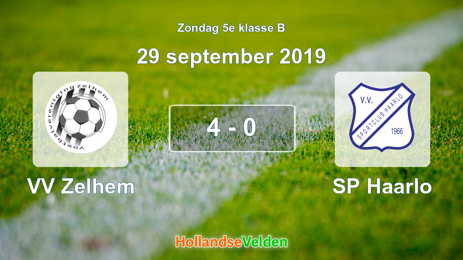 Gespeelde wedstrijd: VV Zelhem - SP Haarlo 4 - 0 (29 september 2019)