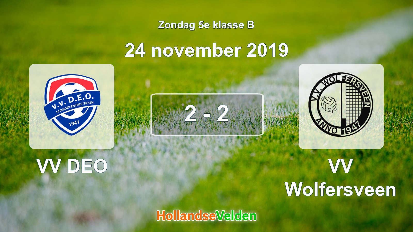 Gespeelde wedstrijd: VV DEO - VV Wolfersveen 2 - 2 (24 november 2019)