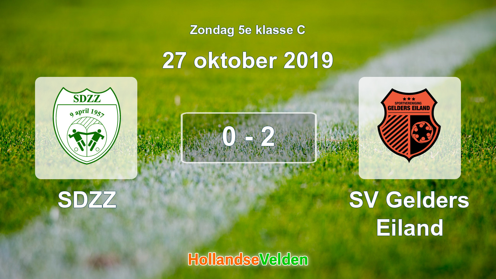 Gespeelde wedstrijd: SDZZ - SV Gelders Eiland 0 - 2 (27 oktober 2019)
