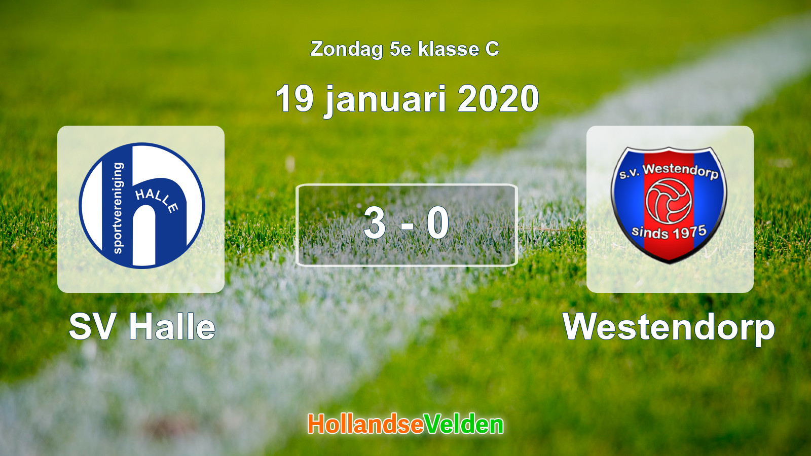 Gespeelde wedstrijd: SV Halle - Westendorp 3 - 0 (19 januari 2020)