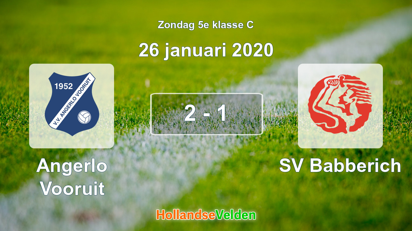 Gespeelde wedstrijd: Angerlo Vooruit - SV Babberich 2 - 1 (26 januari 2020)
