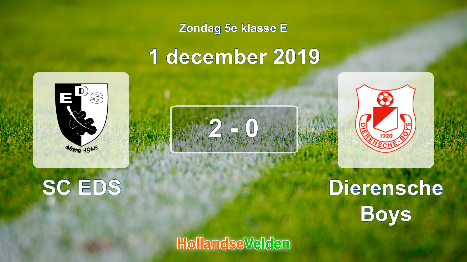Gespeelde wedstrijd: SC EDS - Dierensche Boys 2 - 0 (1 december 2019)