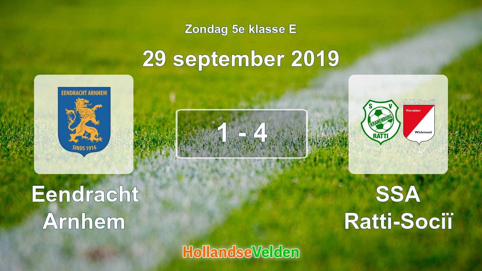 Gespeelde wedstrijd: Eendracht Arnhem - SSA Ratti-Sociï 1 - 4 (29 september 2019)