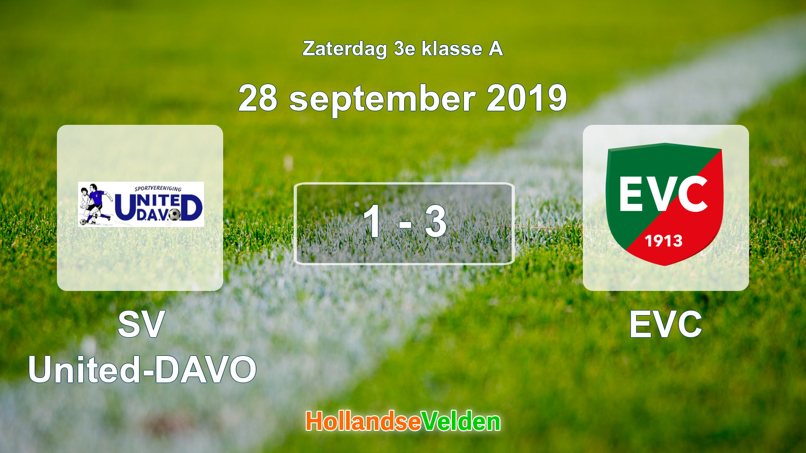 Gespeelde wedstrijd: SV United-DAVO - EVC 1 - 3 (28 september 2019)