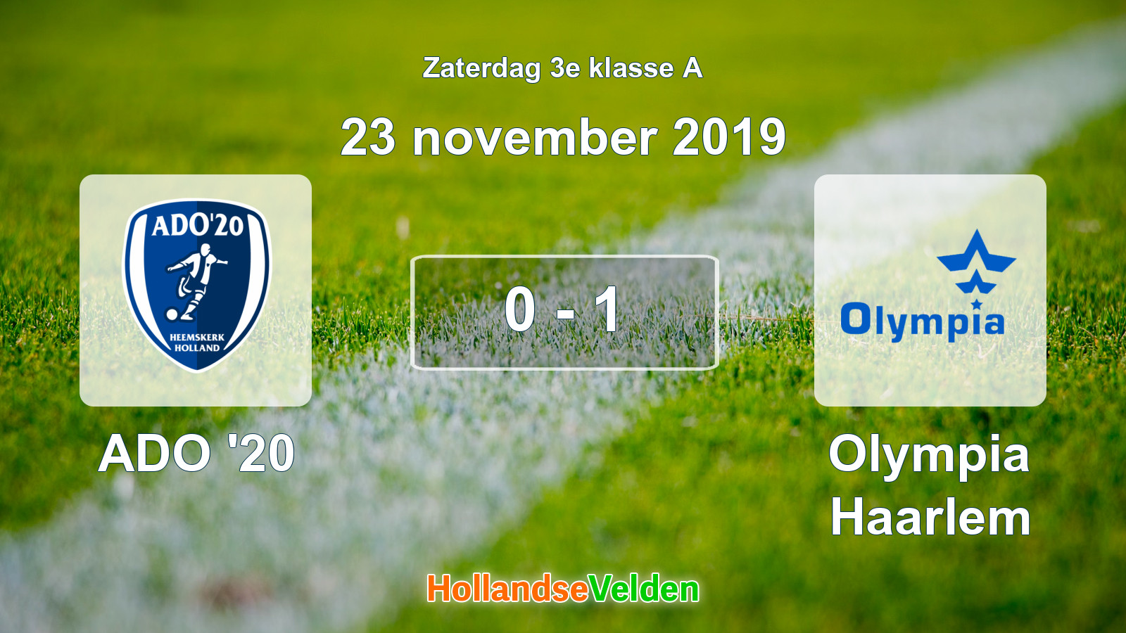 Gespeelde wedstrijd: ADO '20 - Olympia Haarlem 0 - 1 (23 november 2019)