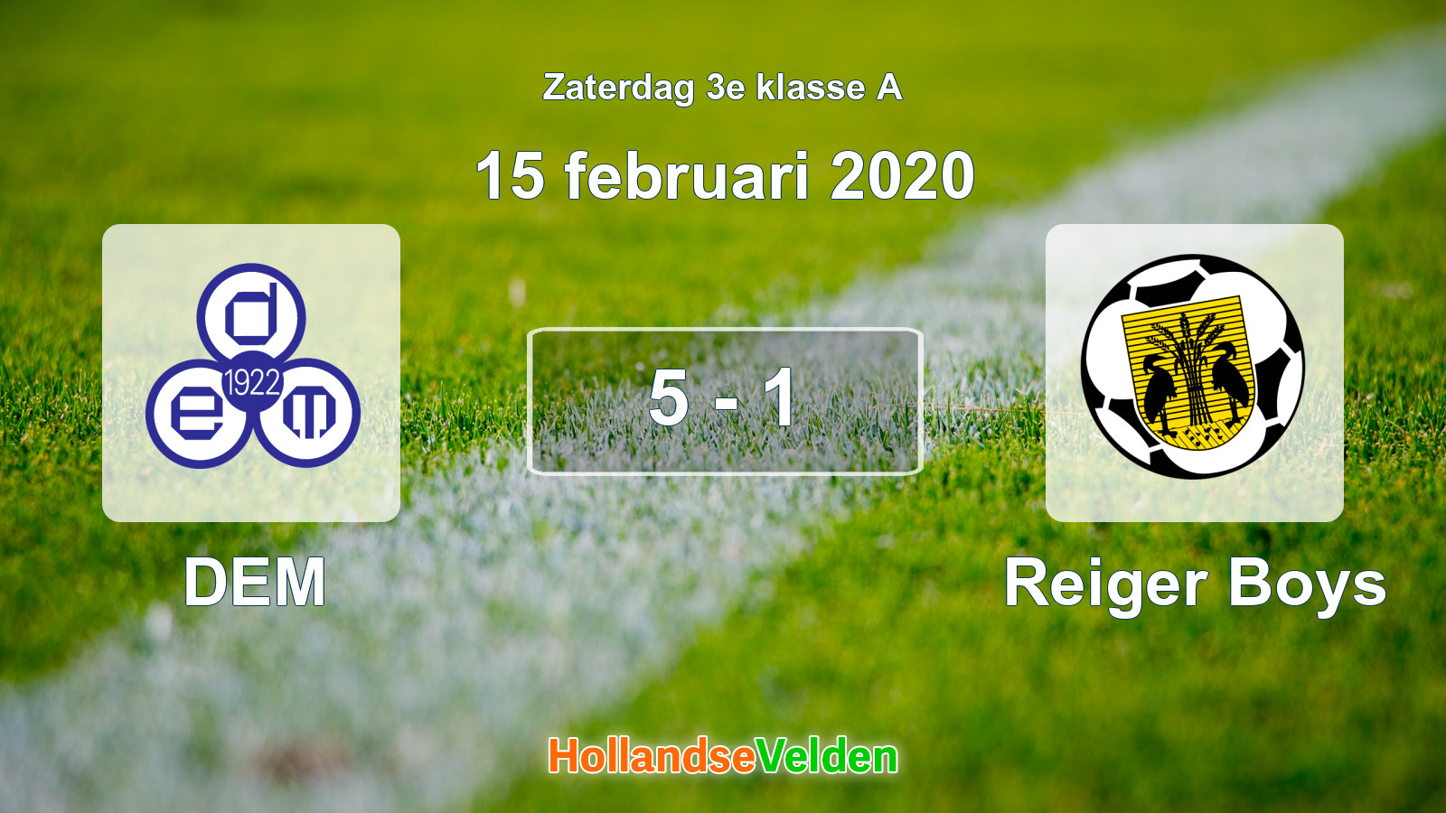 Gespeelde wedstrijd: DEM - Reiger Boys 5 - 1 (15 februari 2020)