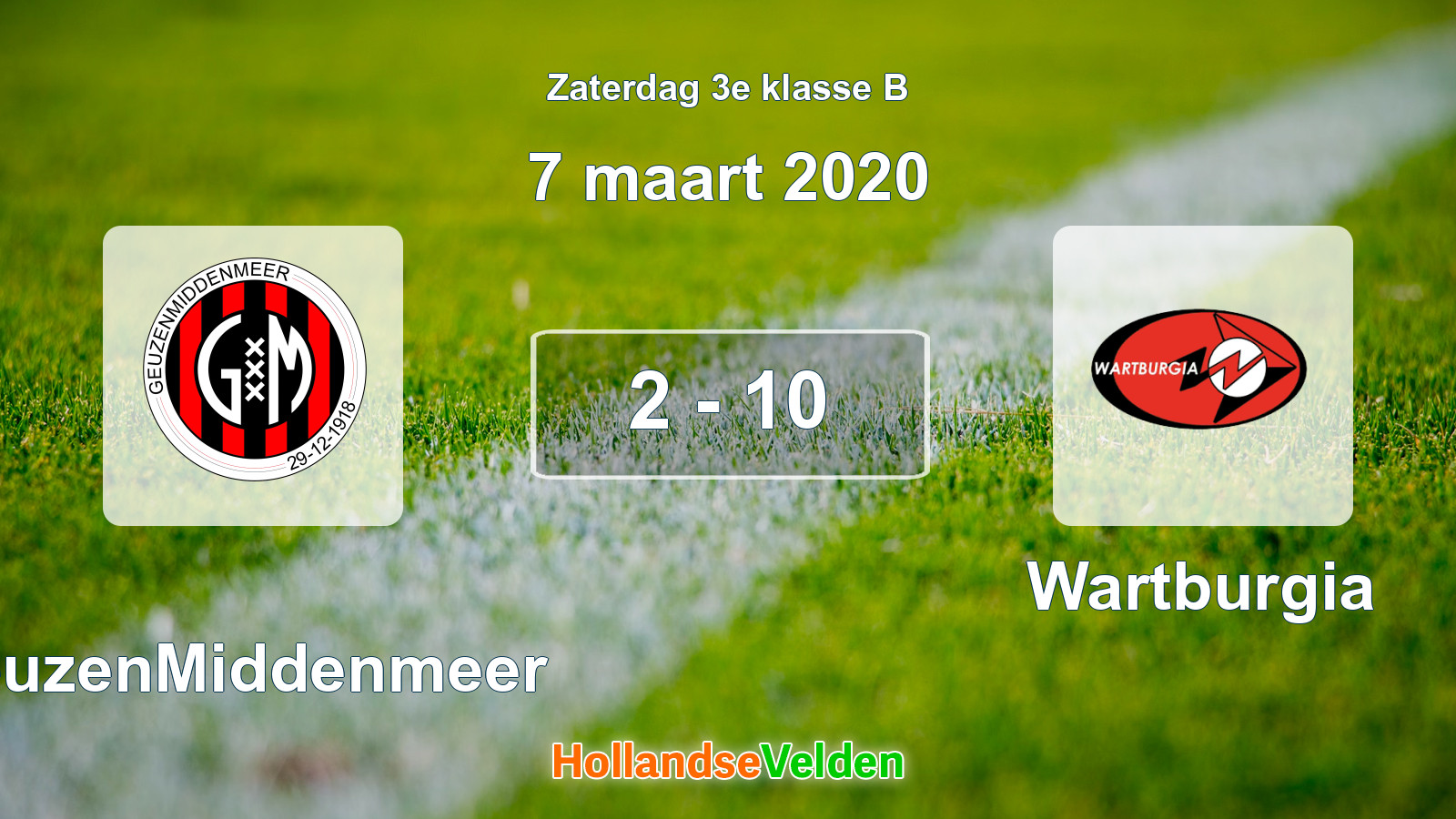 Gespeelde wedstrijd: GeuzenMiddenmeer - Wartburgia 2 - 10 (7 maart 2020)