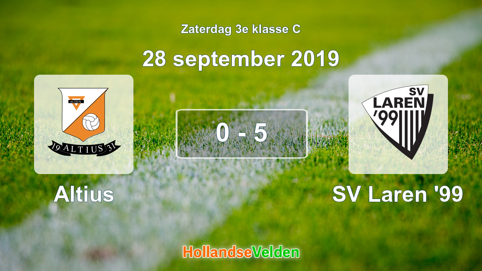 Gespeelde wedstrijd: Altius - SV Laren '99 0 - 5 (28 september 2019)