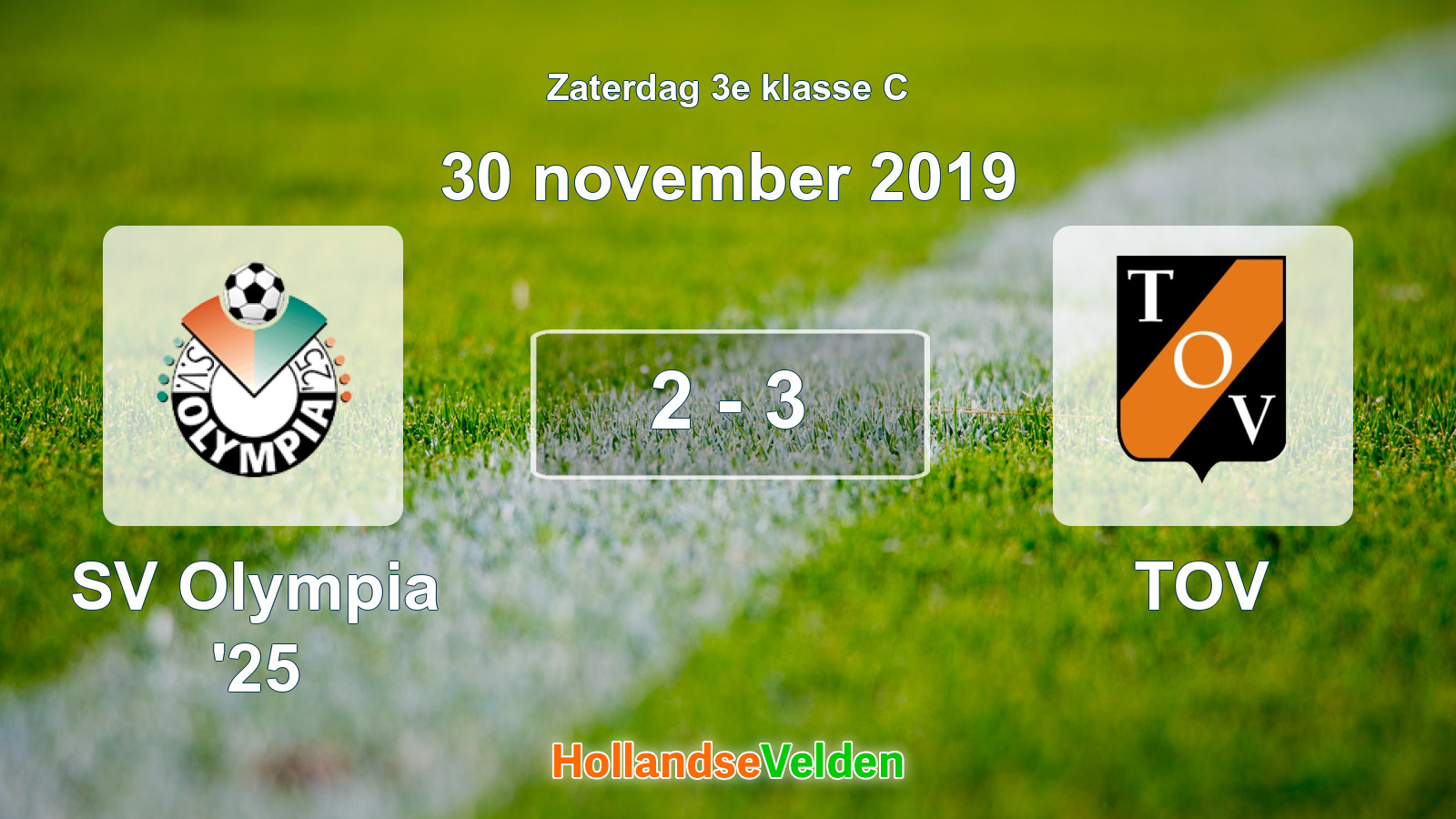 Gespeelde wedstrijd: SV Olympia '25 - TOV 2 - 3 (30 november 2019)