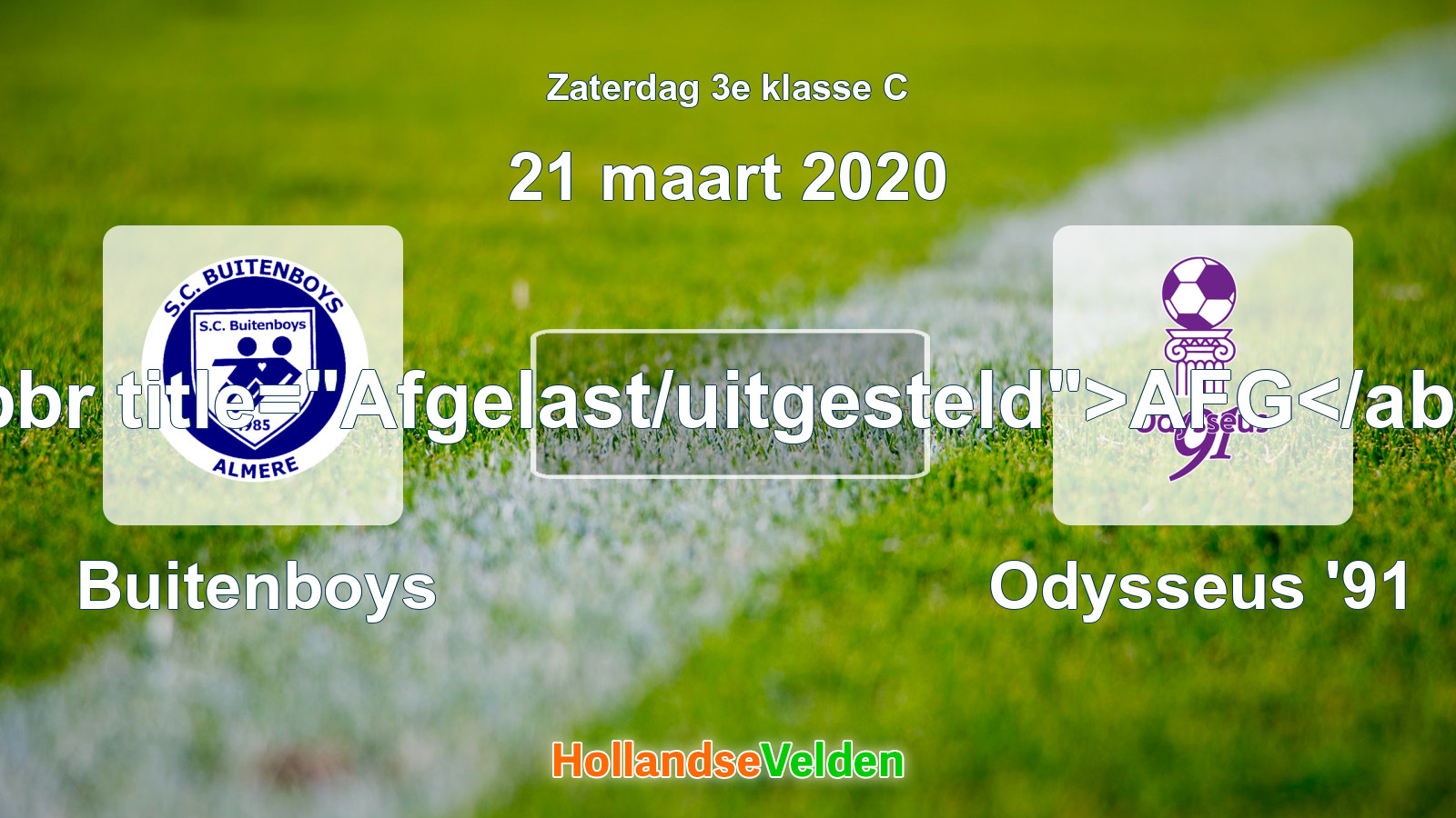 Geplande wedstrijd: Buitenboys - Odysseus '91 (21 maart 2020)