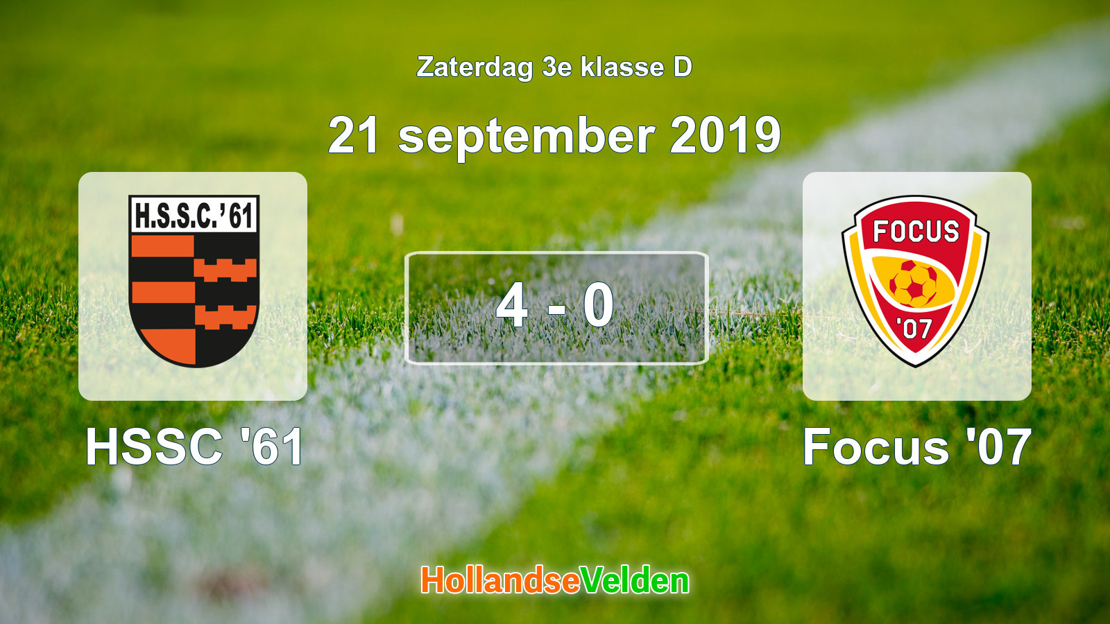 Gespeelde wedstrijd: HSSC '61 - Focus '07 4 - 0 (21 september 2019)