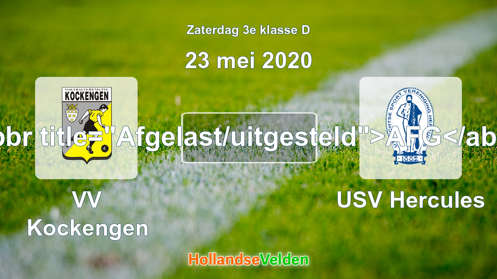 Geplande wedstrijd: VV Kockengen - USV Hercules (23 mei 2020)