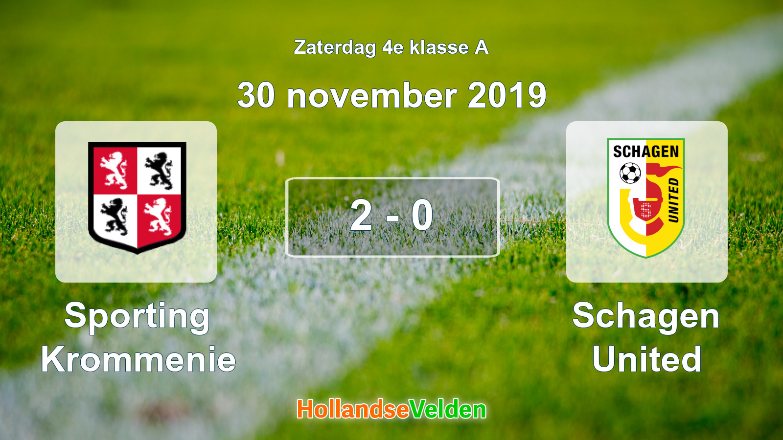 Gespeelde wedstrijd: Sporting Krommenie - Schagen United 2 - 0 (30 november 2019)