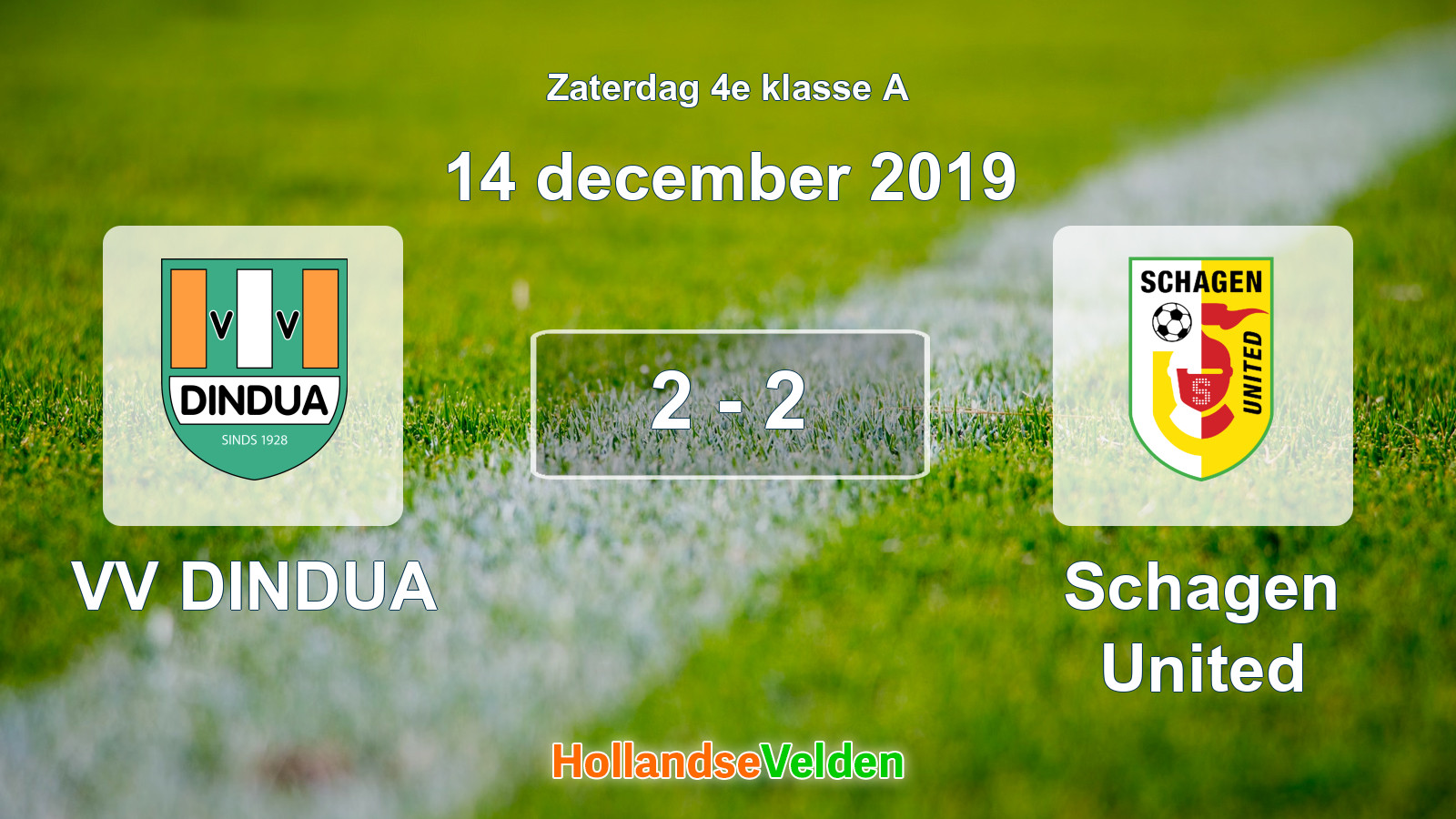 Gespeelde wedstrijd: VV DINDUA - Schagen United 2 - 2 (14 december 2019)