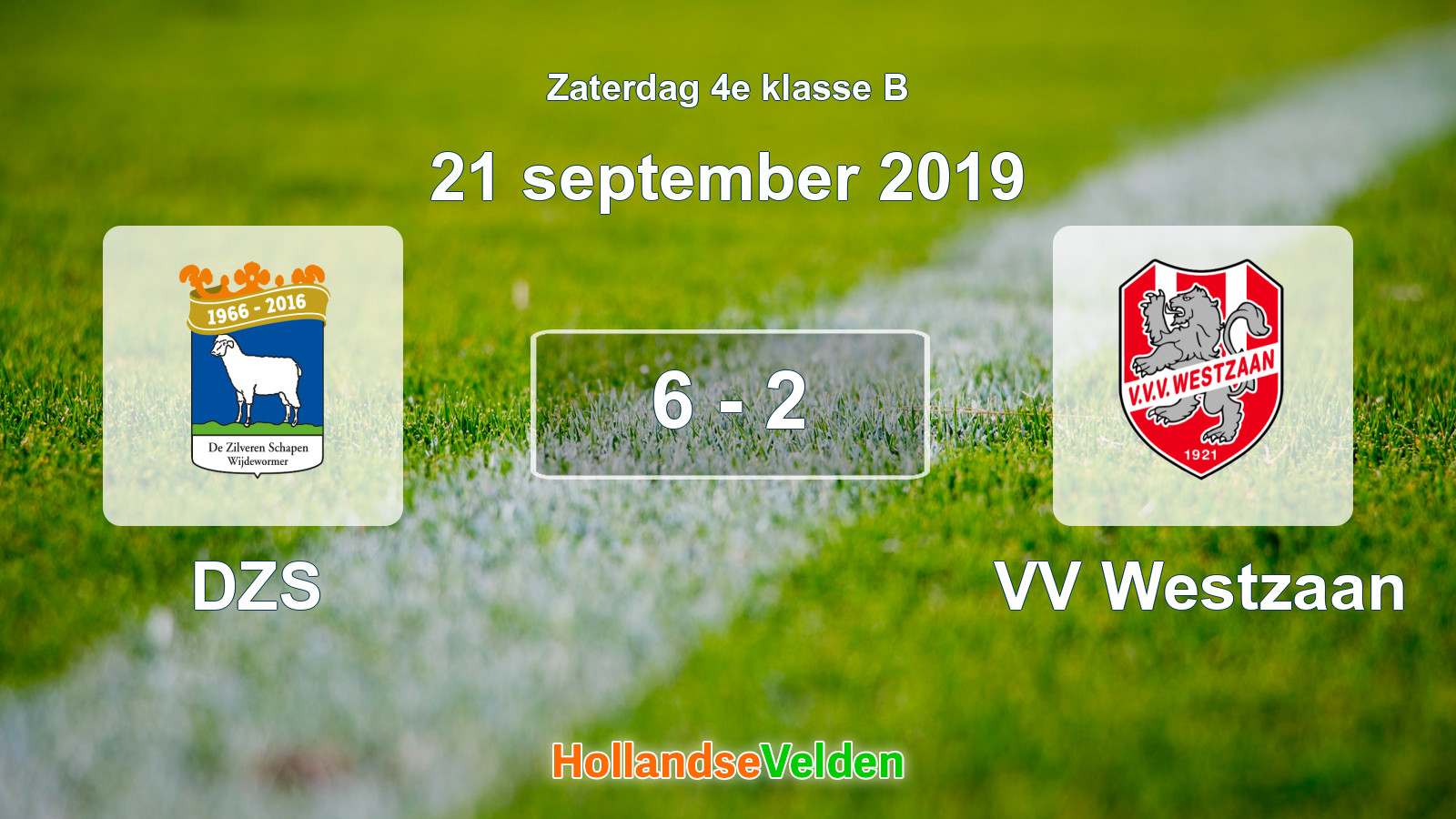 Gespeelde wedstrijd: DZS - VV Westzaan 6 - 2 (21 september 2019)
