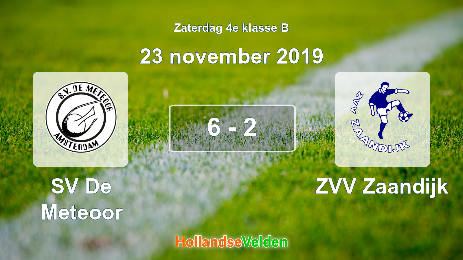 Gespeelde wedstrijd: SV De Meteoor - ZVV Zaandijk 6 - 2 (23 november 2019)