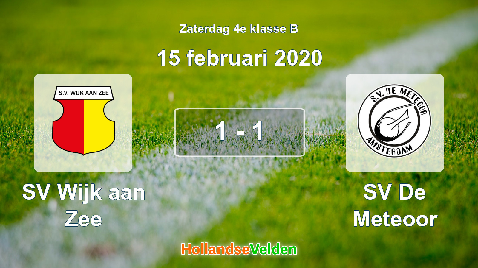 Gespeelde wedstrijd: SV Wijk aan Zee - SV De Meteoor 1 - 1 (15 februari 2020)