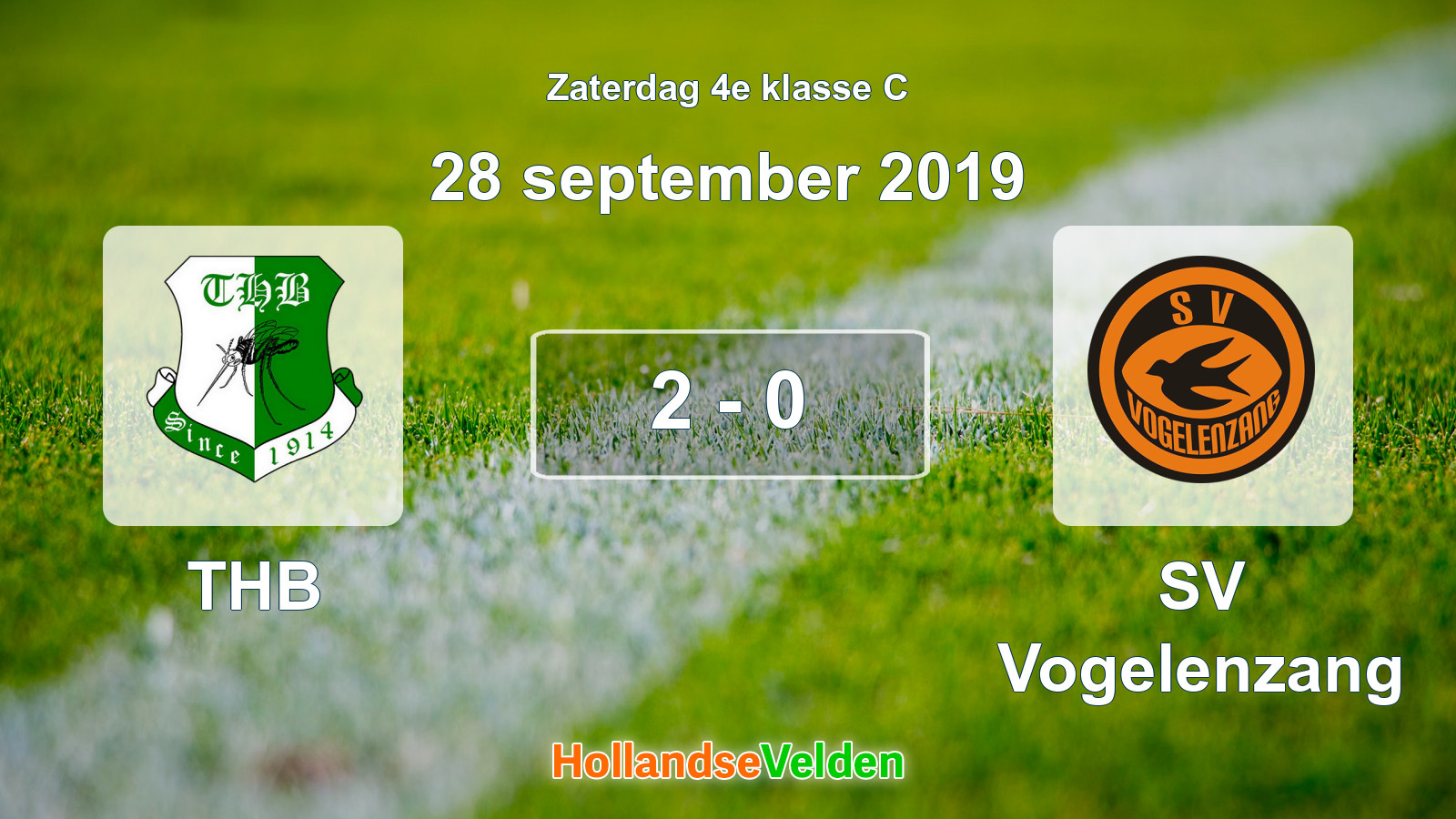Gespeelde wedstrijd: THB - SV Vogelenzang 2 - 0 (28 september 2019)