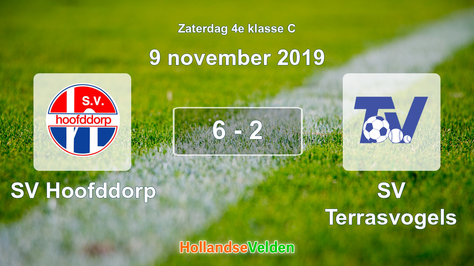 Gespeelde wedstrijd: SV Hoofddorp - SV Terrasvogels 6 - 2 (9 november 2019)