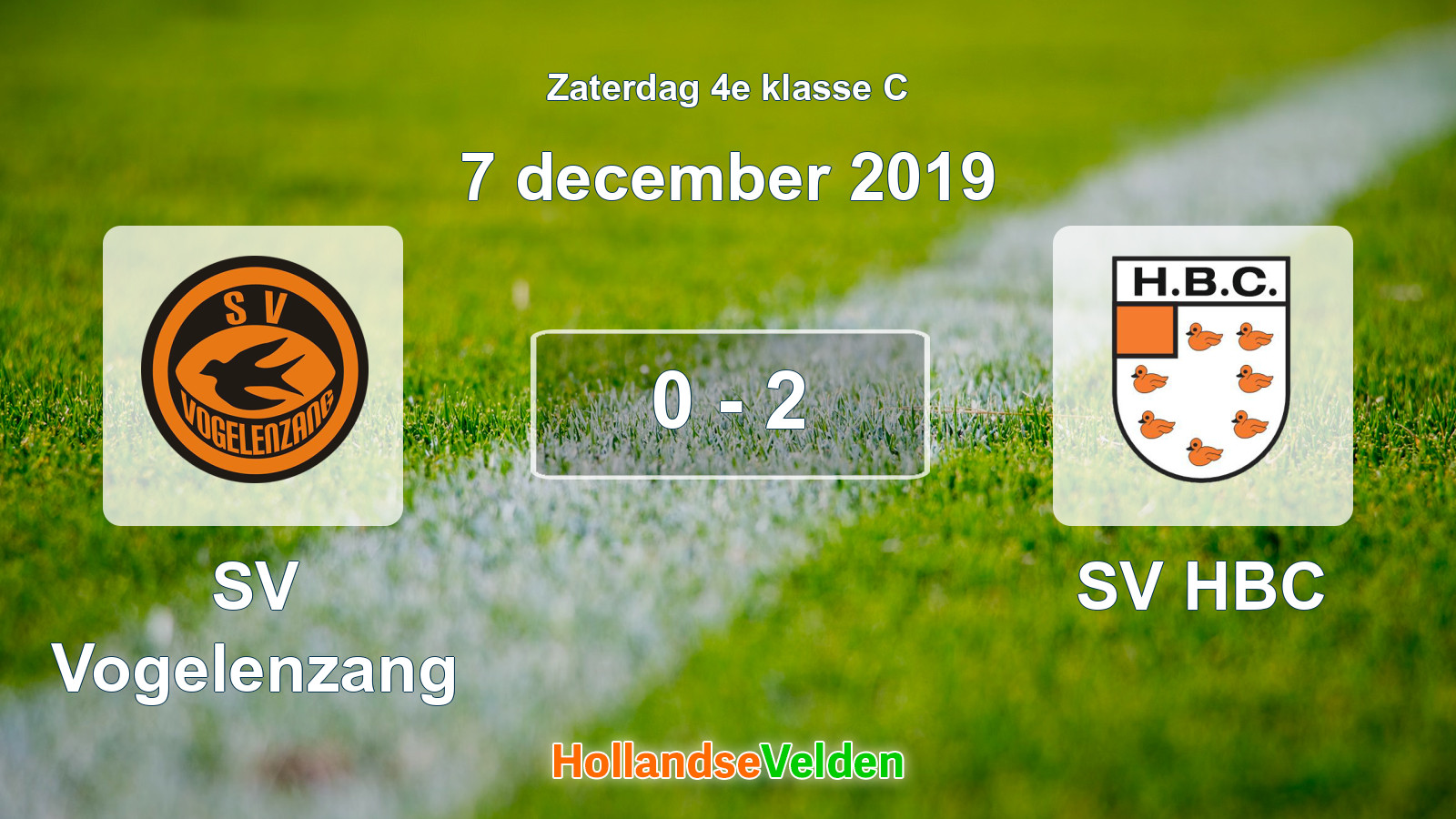 Gespeelde wedstrijd: SV Vogelenzang - SV HBC 0 - 2 (7 december 2019)