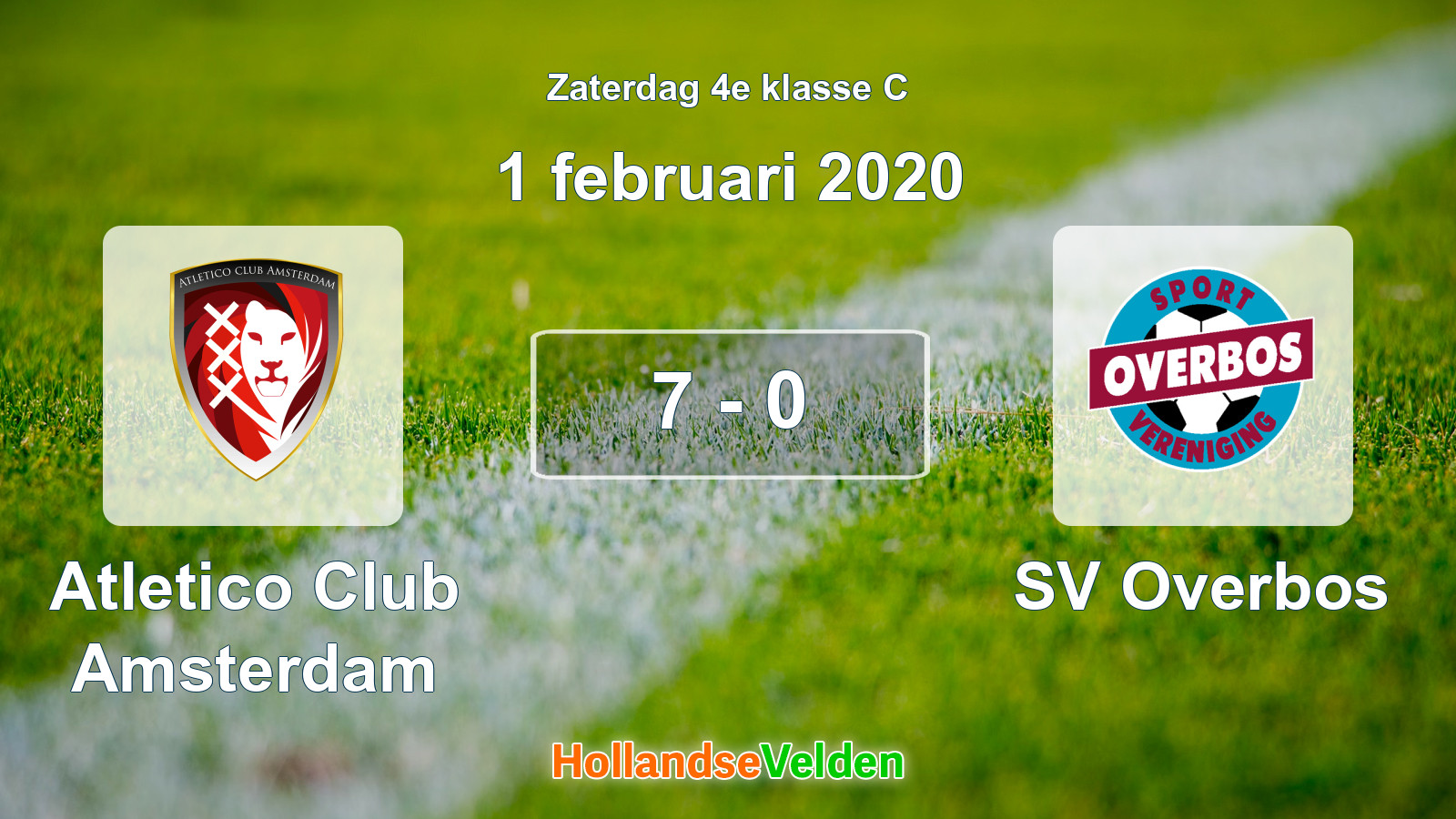 Gespeelde wedstrijd: Atletico Club Amsterdam - SV Overbos 7 - 0 (1 februari 2020)