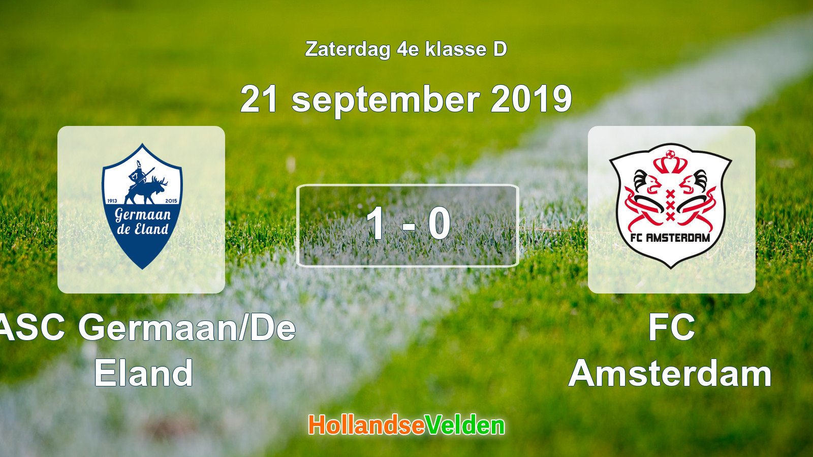 Gespeelde wedstrijd: ASC Germaan/De Eland - FC Amsterdam 1 - 0 (21 september 2019)