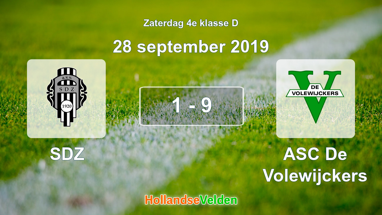 Gespeelde wedstrijd: SDZ - ASC De Volewijckers 1 - 9 (28 september 2019)