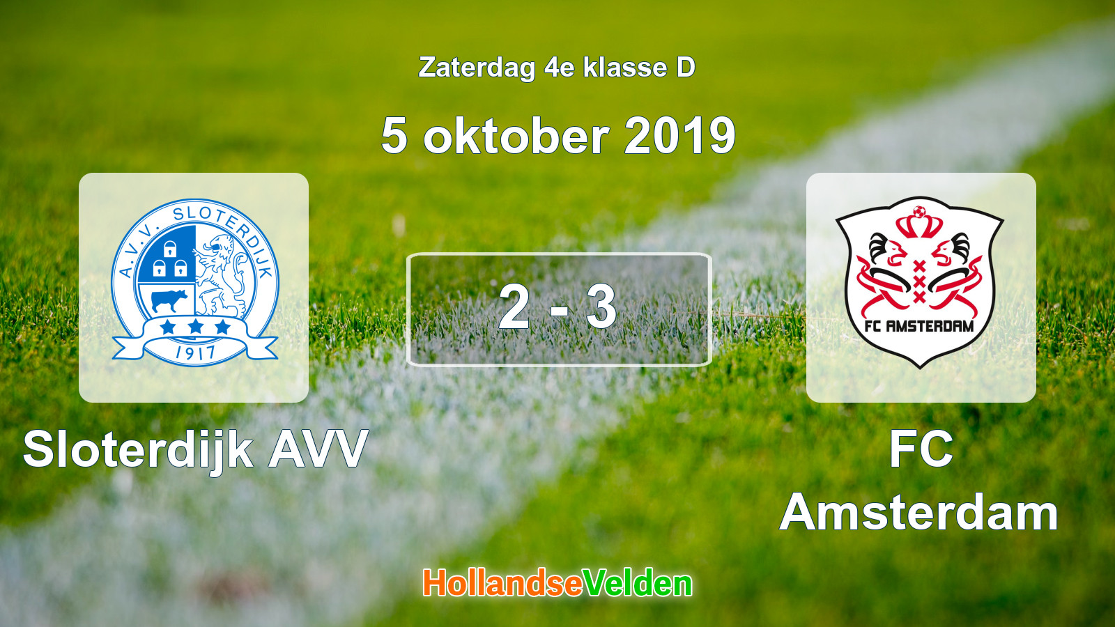 Gespeelde wedstrijd: Sloterdijk AVV - FC Amsterdam 2 - 3 (5 oktober 2019)