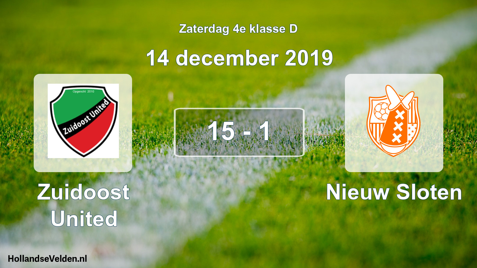 Gespeelde wedstrijd: Zuidoost United - Nieuw Sloten 15 - 1 (14 december 2019)