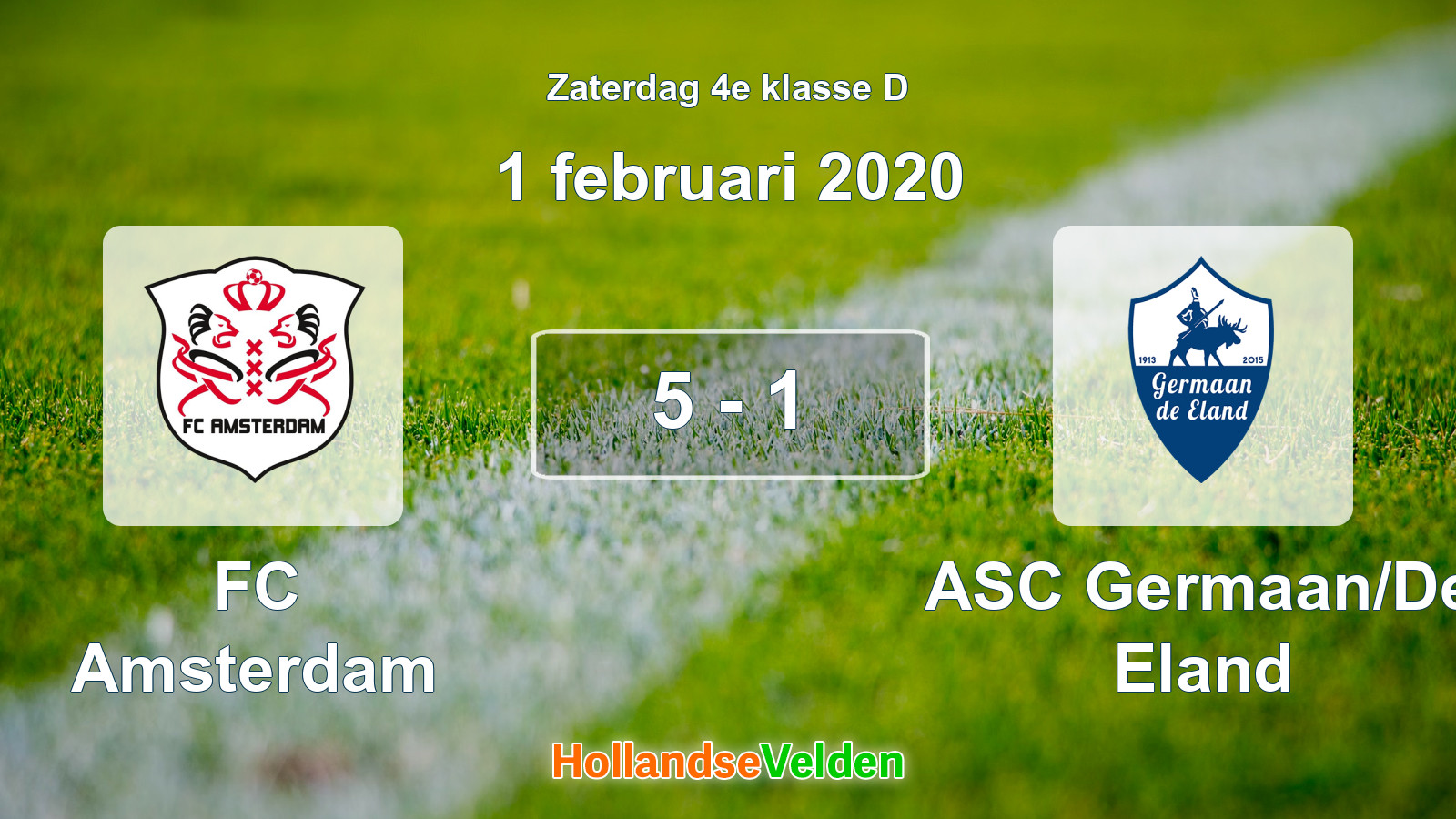 Gespeelde wedstrijd: FC Amsterdam - ASC Germaan/De Eland 5 - 1 (1 februari 2020)