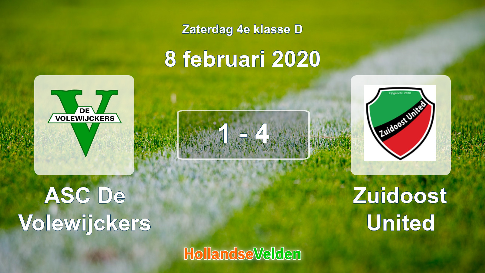 Gespeelde wedstrijd: ASC De Volewijckers - Zuidoost United 1 - 4 (8 februari 2020)