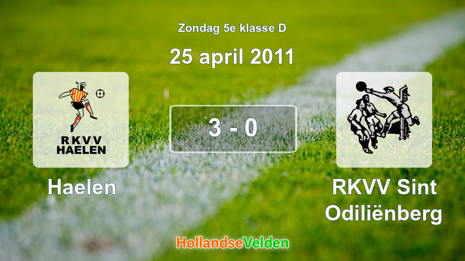 Gespeelde wedstrijd: Haelen - RKVV Sint Odiliënberg 3 - 0 (25 april 2011)