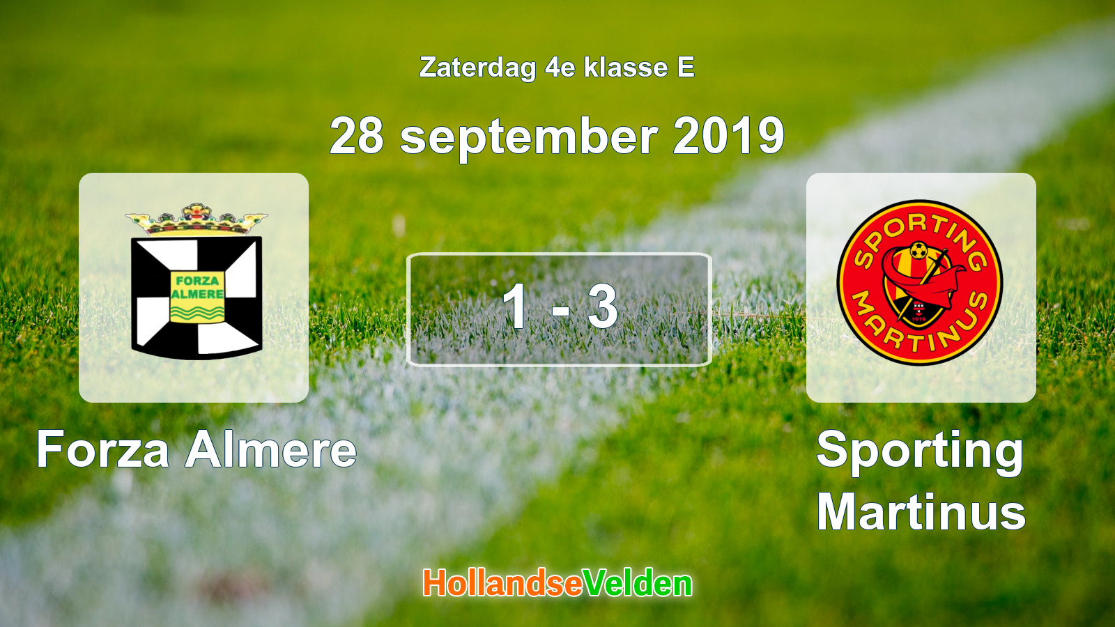 Gespeelde wedstrijd: Forza Almere - Sporting Martinus 1 - 3 (28 september 2019)