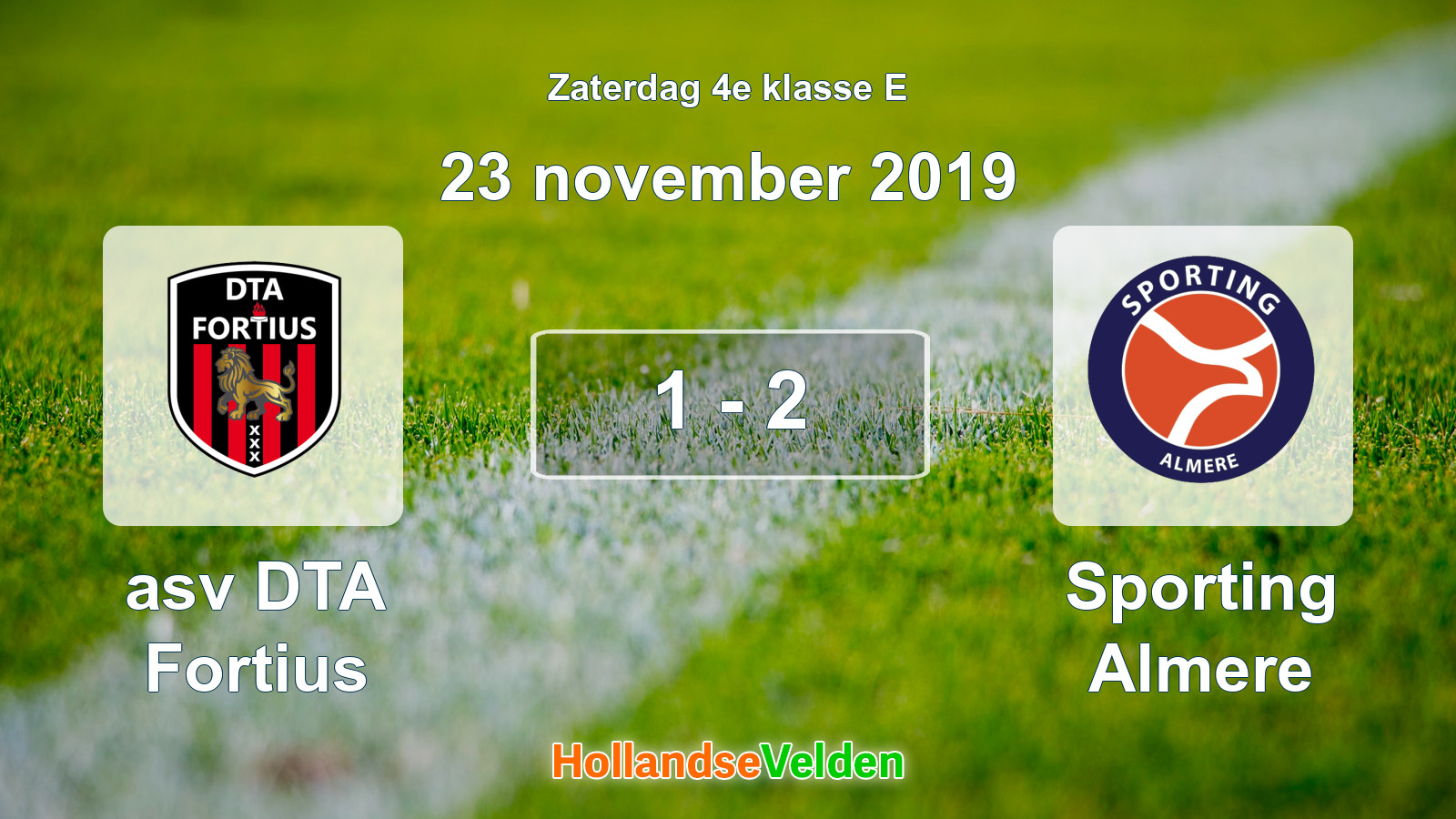 Gespeelde wedstrijd: asv DTA Fortius - Sporting Almere 1 - 2 (23 november 2019)
