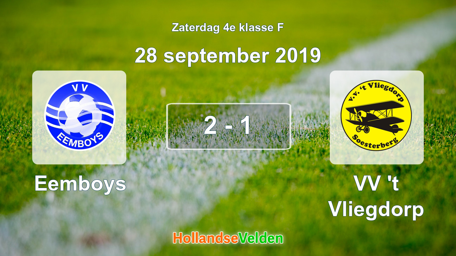 Gespeelde wedstrijd: Eemboys - VV 't Vliegdorp 2 - 1 (28 september 2019)