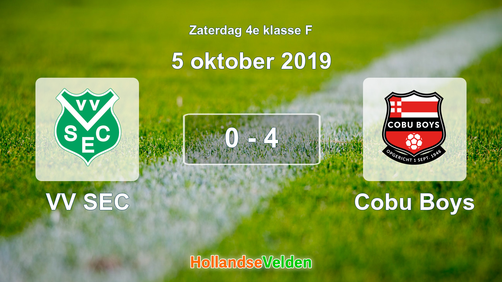 Gespeelde wedstrijd: VV SEC - Cobu Boys 0 - 4 (5 oktober 2019)