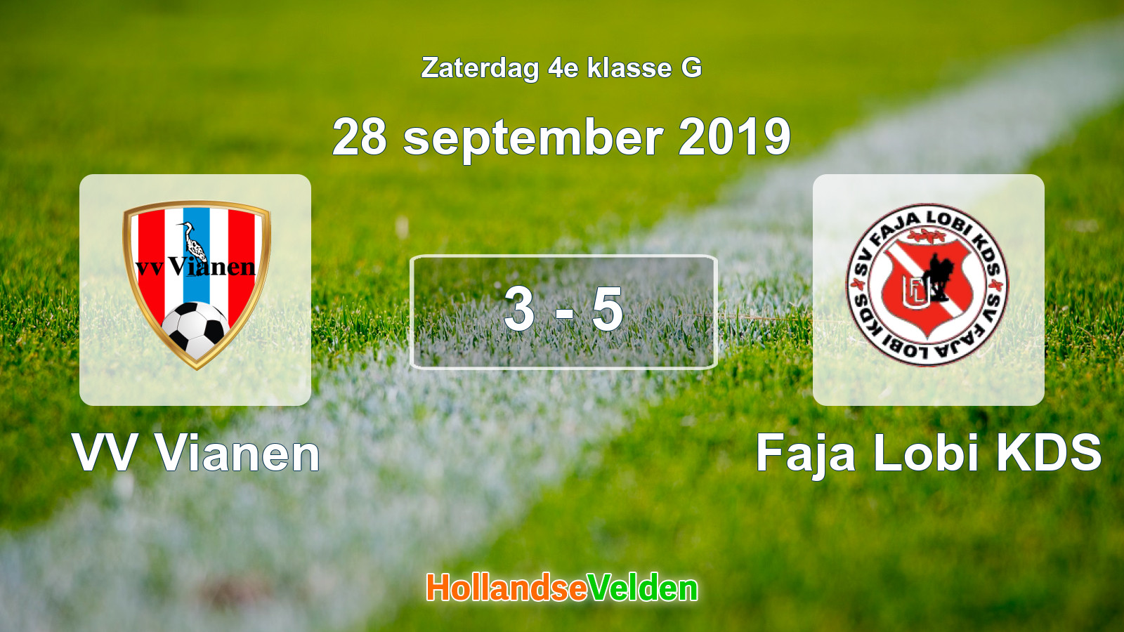 Gespeelde wedstrijd: VV Vianen - Faja Lobi KDS 3 - 5 (28 september 2019)